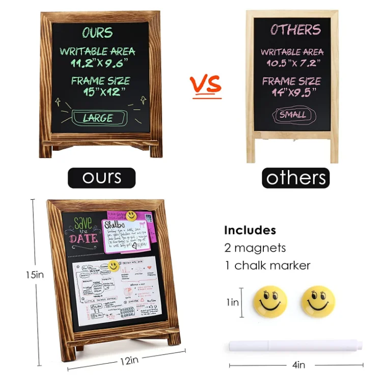 hot sale natural solid pine vertical wooden frame blackboard magnetic chalk board easel for wedding home decor