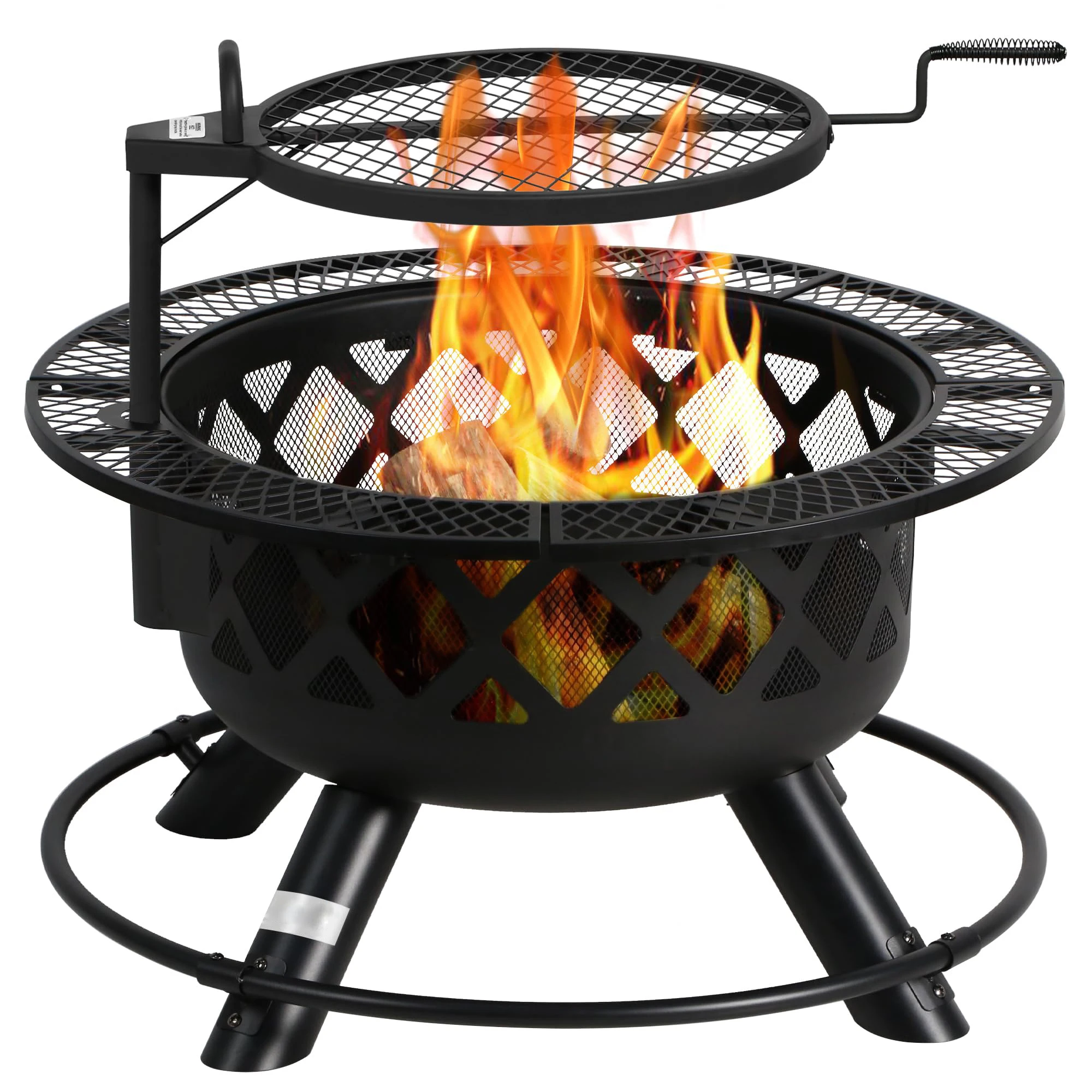 AJUNION Outdoor Wood Burning Fire Pit Removable Cooking Grill Fire Pit Portable Camping Fire Pit
