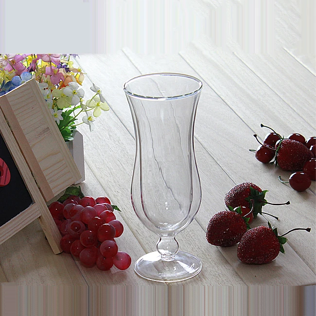 clear double wall red wine glass cup / goblet / tall glasses cup / mugs / cup sparkling wine