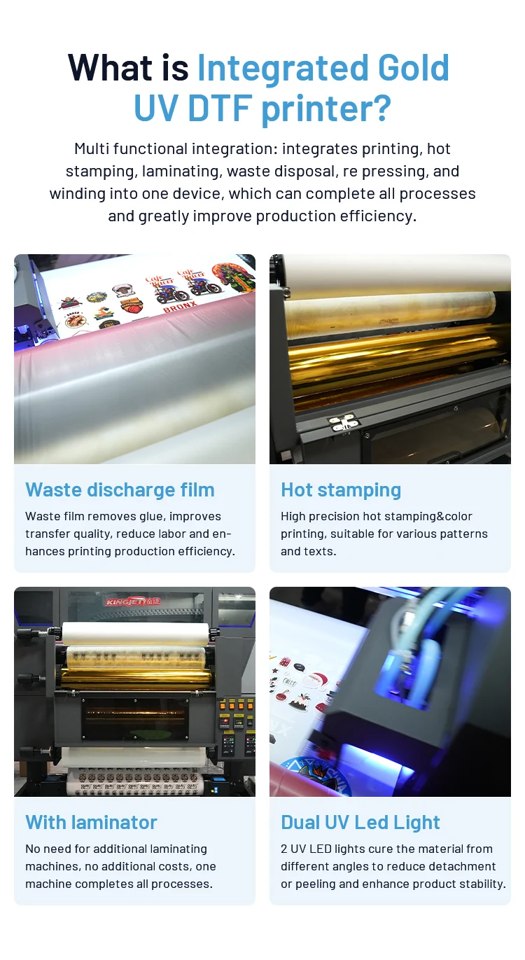 Integrated Gold Uv Dtf Printer Printing Machine Impresora Roll to ab Film Golden Silver