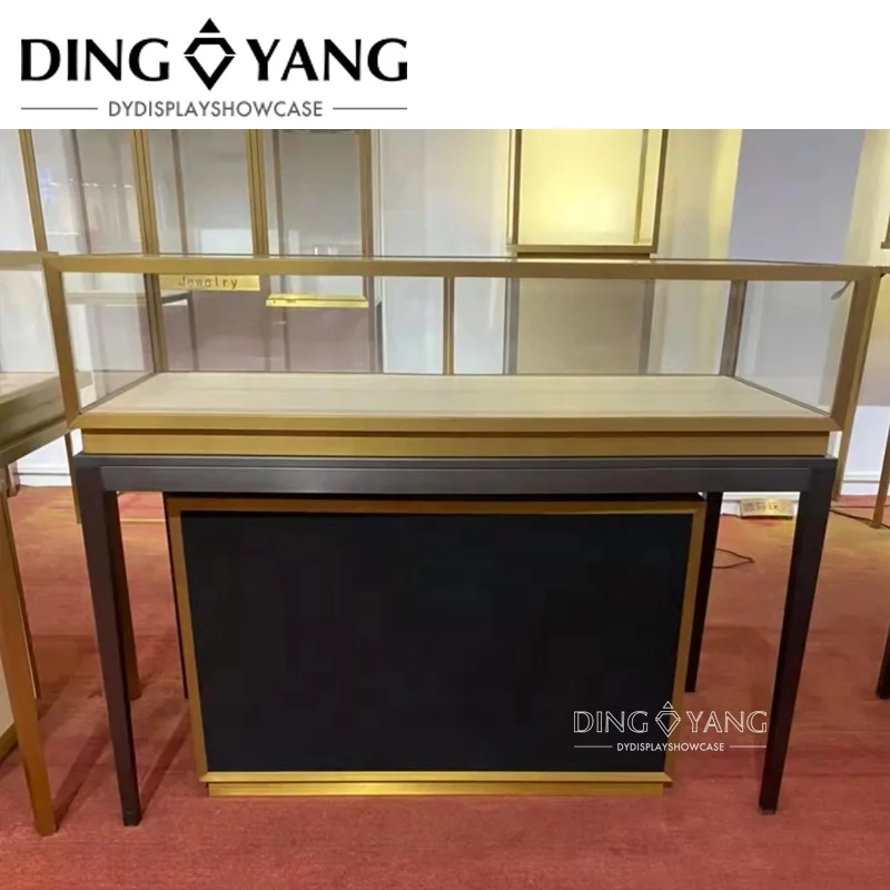 Wholesale Antique Gold Black Glass Jewelry Showcases ,Jewelry Display Glass Showcase , One Stop Shop Fittings Solution