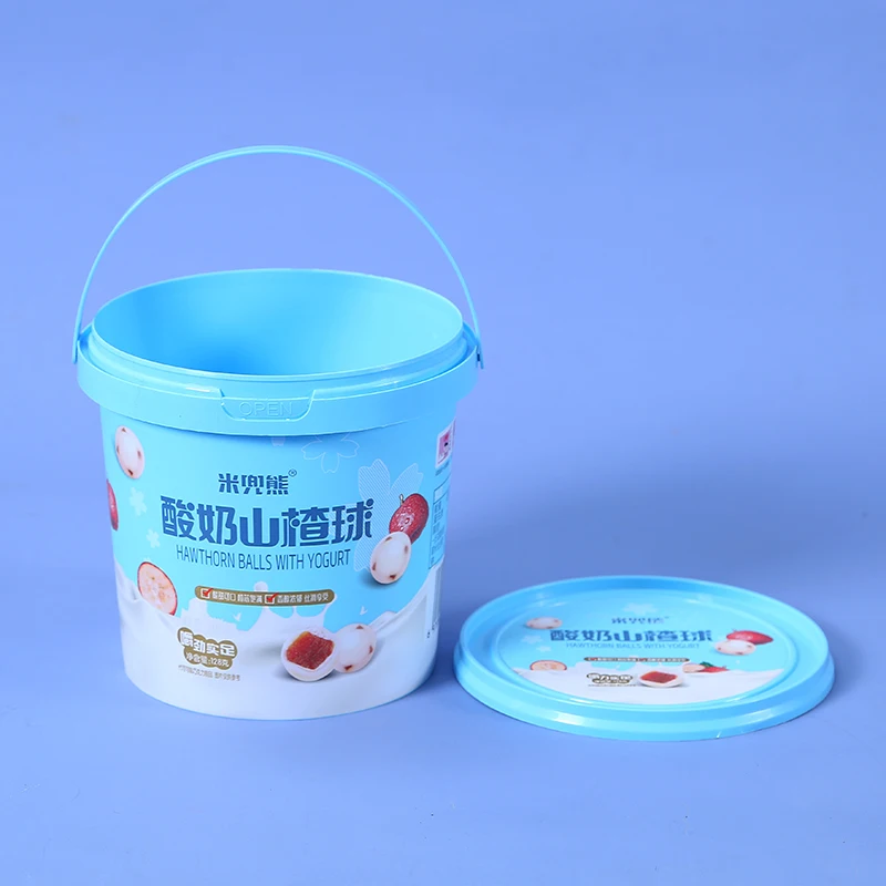 Hot sales Plastic Iml Chocolate Candy Packaging Food Bucket Tub Container With Lid Plastic Packaging Containers