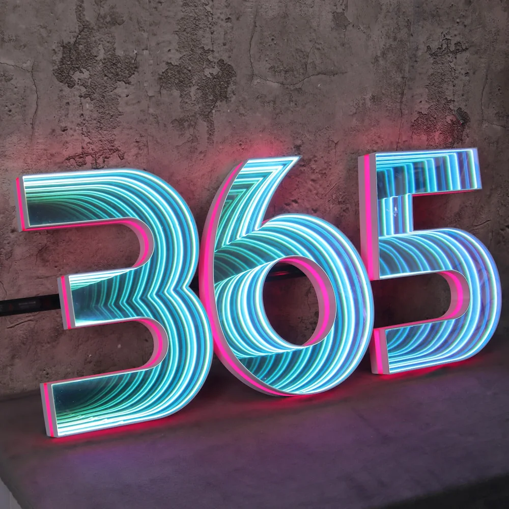 Custom New Design Personalized 3D Infinity Neon Sign Acrylic Neon Light Party Business Home Decor Mirror Neon Sign Custom