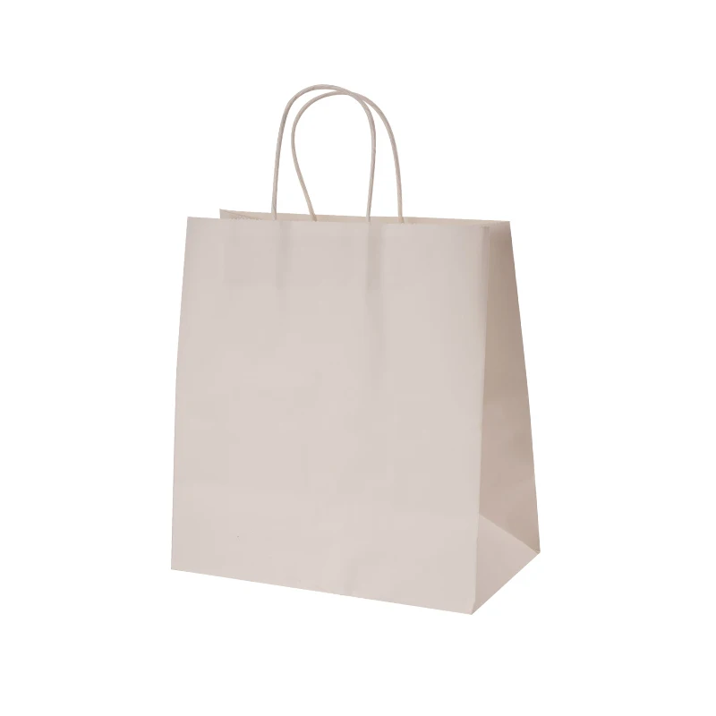 Custom White Paper Shopping Gift Bags Kraft Paper Bag with Twisted Handle