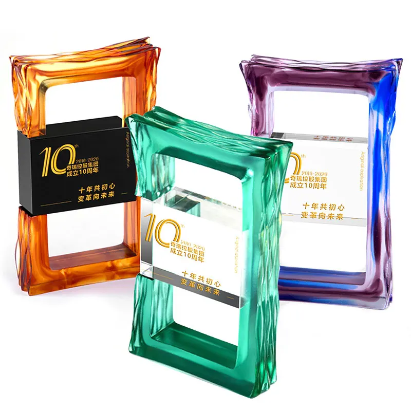 New Crystal Trophy Creative Company Annual Meeting Souvenir Medal colored glaze Crystal Awards trofeos crystal plaque award