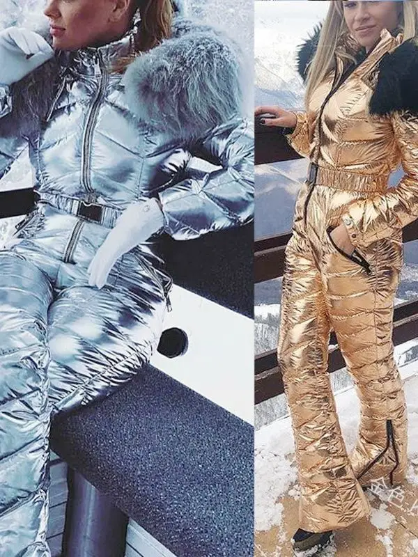 Новая Европейская американская женская повседневная куртка Спортивный Теплый цельный лыжный костюм с капюшоном и хлопковой подкладкой