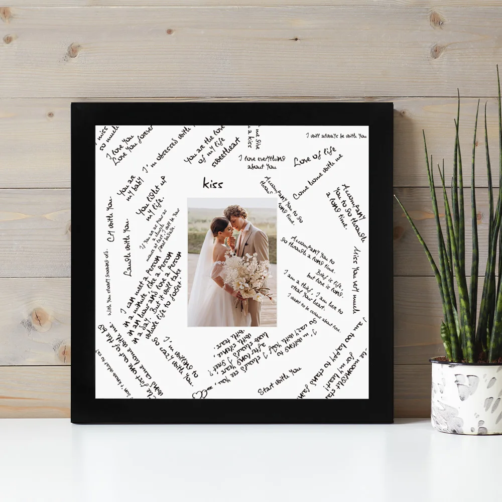 14x14 Black Wedding Signature Picture Frame Displays 5x7 Photo with Polished Glass 12x12 Square Photo Frame