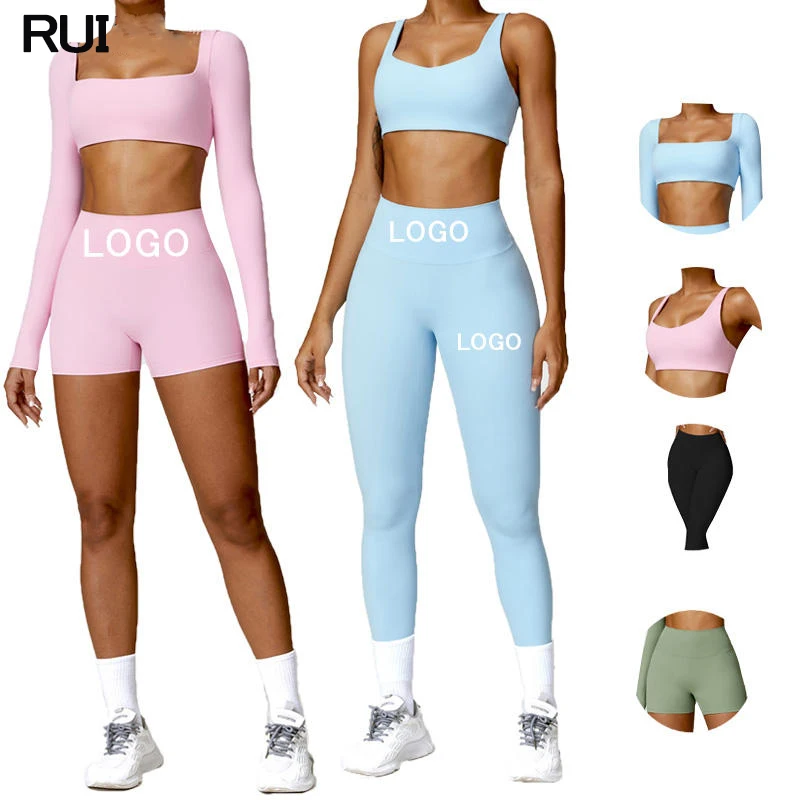 Most Popular New Women Sport Wear Workout Sets Scrunch Butt Leggings Yoga Sets Fitness Running Gym Set For Women
