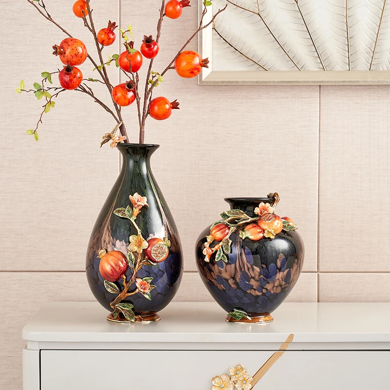 RORO other home decor OEM service modern luxury home decorative enamel big flower colored glass vase for table decorative vase