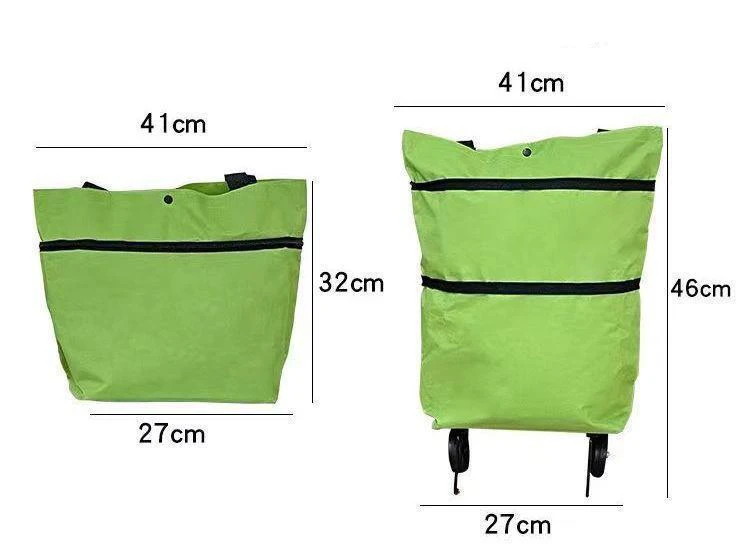 Oxford Cloth Multifunctional Foldable Portable Shopping Cart With Wheels Detachable Supermarket Travel Daily Storage Bag