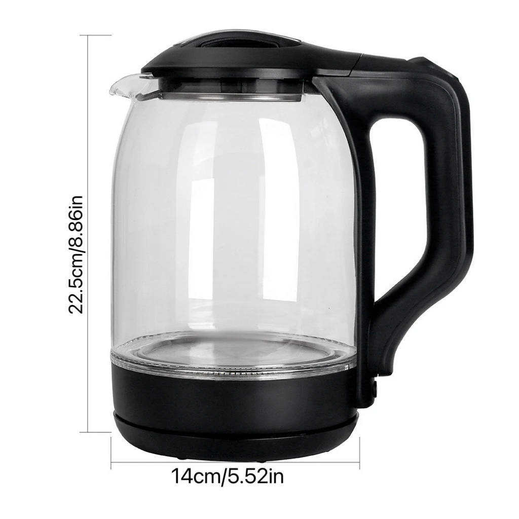 1500W Electric Kettle 1.8 Liter LED Light Borosilicate Glass Auto Shut Off Boil Dry Protection Factory CB CE