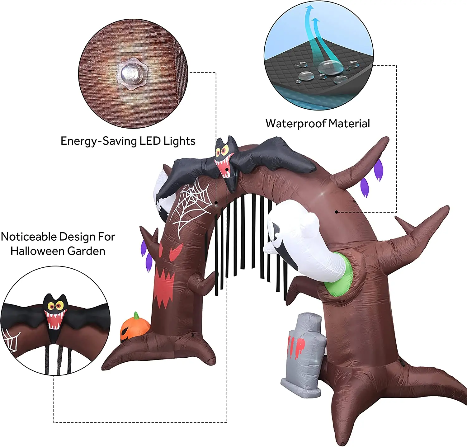 15FT LED Lights Large Archway Arch with Haunted Ghosts Pumpkin Tombstones Halloween Inflatable For Garden Yard Decoration