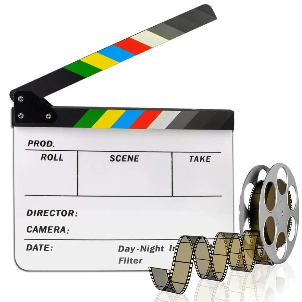 Acrylic Colorful Photogrpahy Prop Acrylic Clapboard Clapper board Dry Erase Director Film Movie Cut / Action Clapper Board Slate
