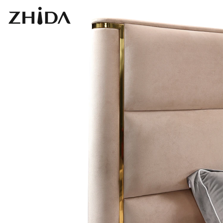 
Factory wholesale dubai design light luxury bed room furniture king size queen wood bed 