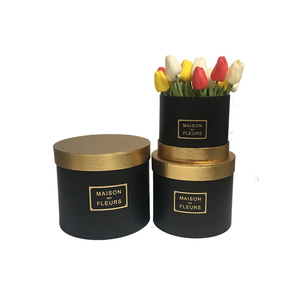 INUNION Round Flower Paper Boxes Lid Hug Florist Flower Bucket Gift Packaging Box Gift Circle Flower Box