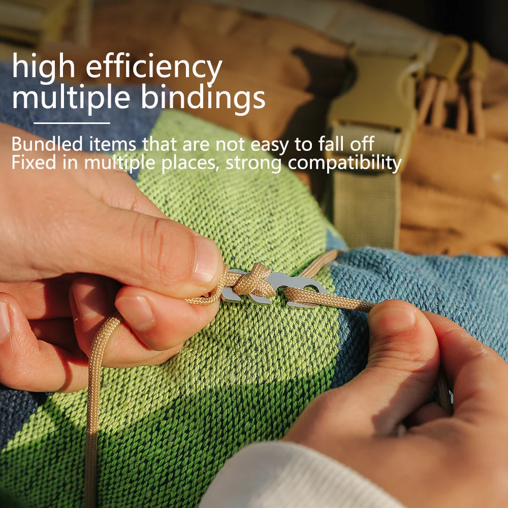 Multifunction Adjuster Keychain Hook Aluminum Alloy New Hanging Camping Wind Rope  Buckle For Outdoor Activity Hiking