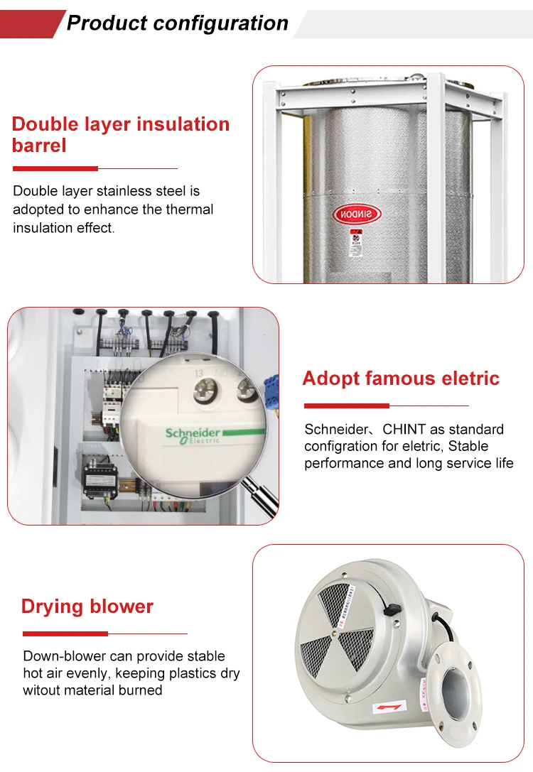 Large Capacity 304 Stainless Steel Material Dryer Hopper For High Moisture Plastics