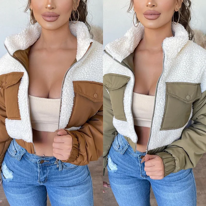 2021 Women Faux Fur Coats Jackets Winter Crop Tops Coats Fashion Girl Trendy Jackets For Women Ladies Bubble Down Puffer Coats