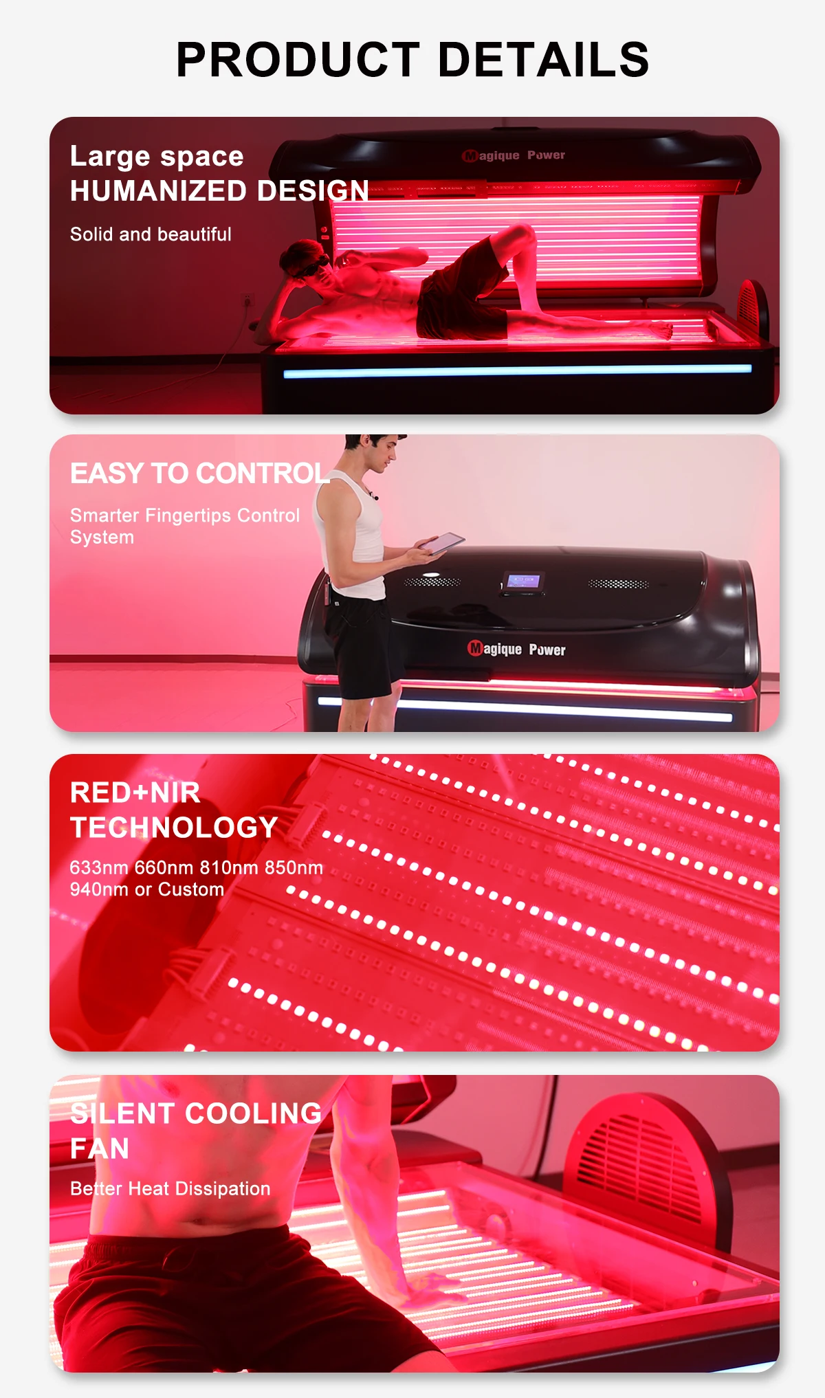 Professional Safe R5500 Ipad Control 0 Emf Full Body Red Led Infrared Red Light Therapy Bed For Home Use