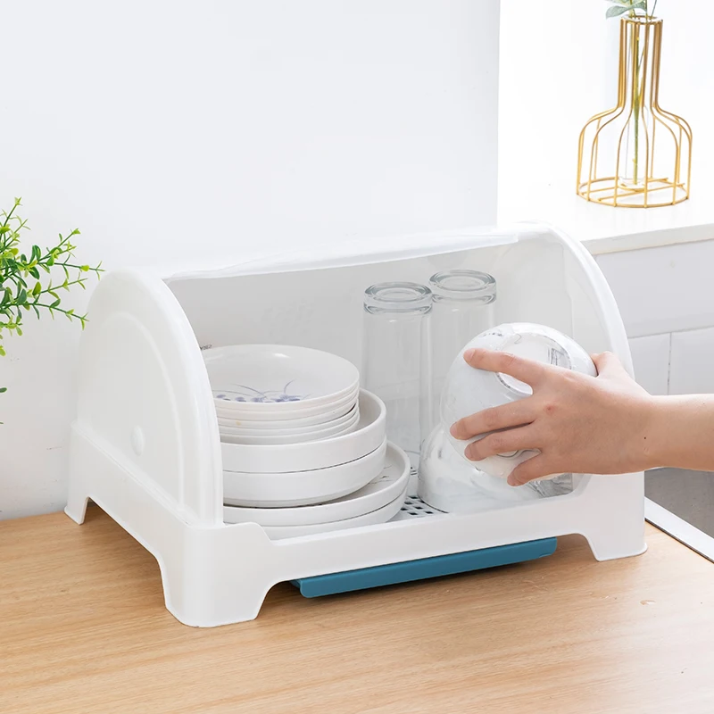 Скользящая Крышка для посуды, кухонные контейнеры для хранения, пластиковая кухонная стойка для посуды, коробка для хлеба, сушилка для посуды с подносом для сушки