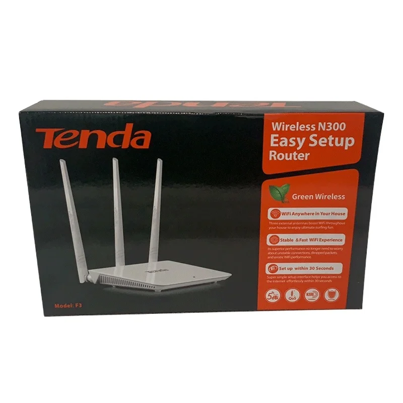 English packing Tenda F3 300mbps 2.4GHz 5dBi Wifi Router with English Software