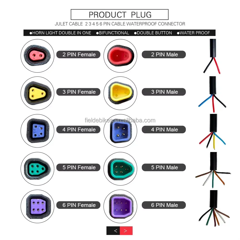 E-bike Shaped Connector 2/3/4/5/6 Pin Cable Waterproof Connector Signal Line Extension Cable For Bafang Electric Bicycle Cycling