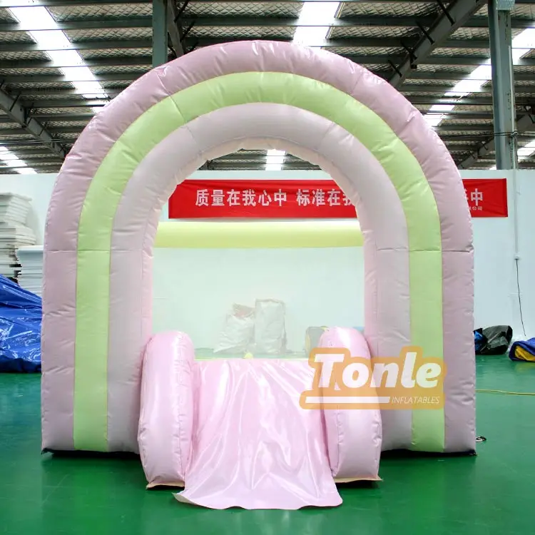Коммерческий пастельный Радужный надувной мини-белый замок-батут для детской вечеринки