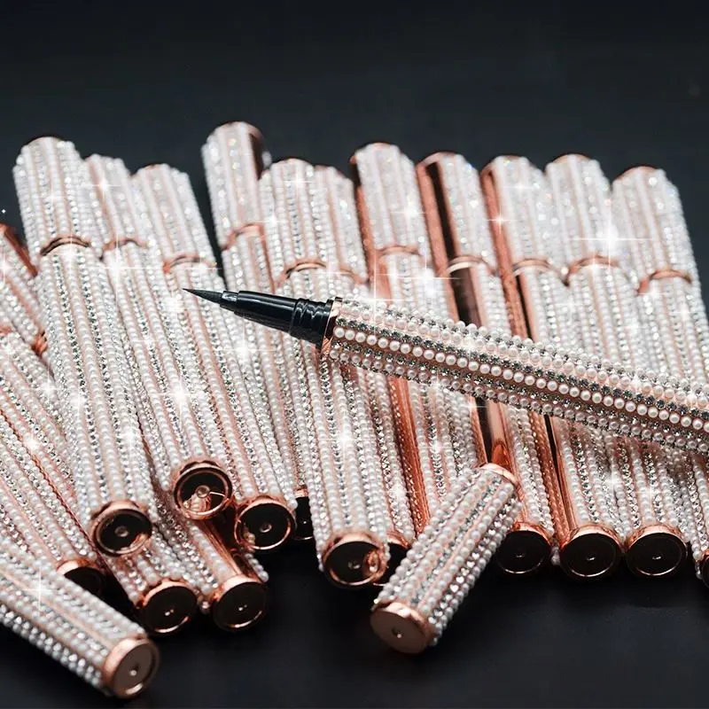 Wholesale Waterproof Fast Drying Eyelashes liquid liner Pen  With Private Label Fashion Rhine stone magic glue adhesive eyeliner