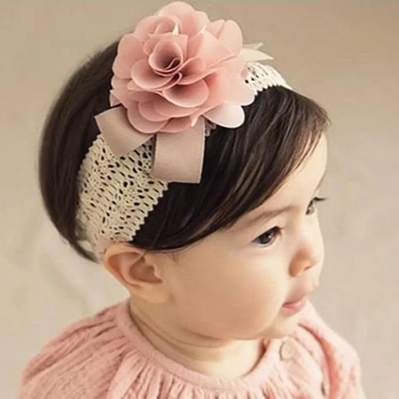 Baby Pink Flower Hair Band Cute Princess Hair Accessories Photo Props Headband for Newborn Infant Girls Accessories