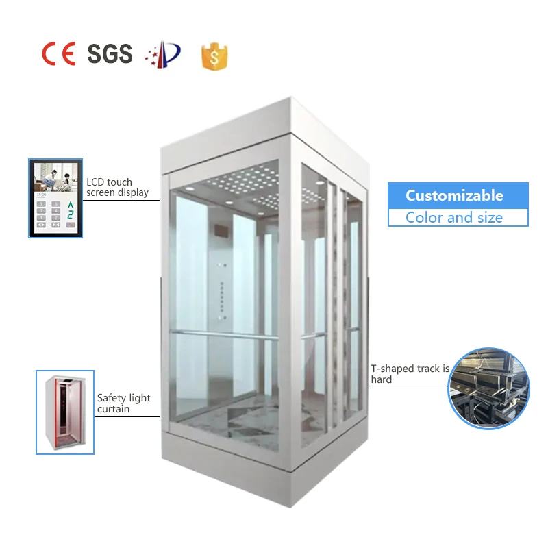 Residential Home Elevator Safety Lift Panoramic Glass Large Capacity home villa elevator