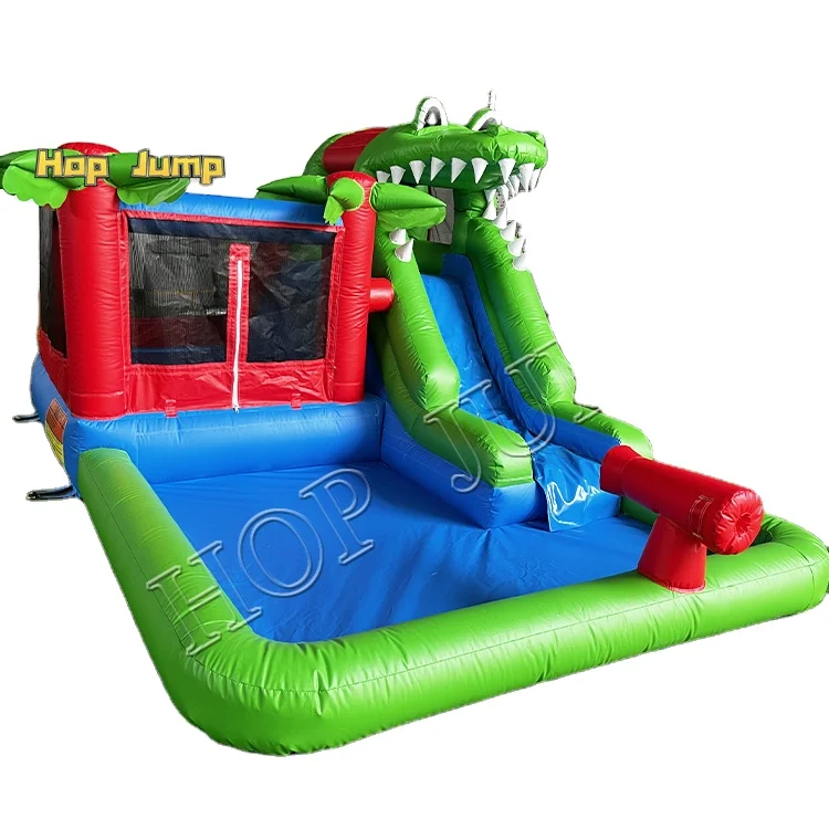 indoor mini crocodile inflatable bouncer white bounce house with pool for kids outdoor travel fun 38kg total