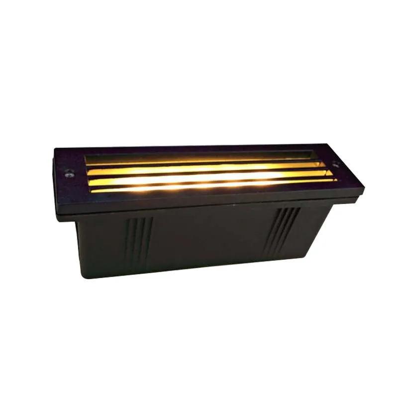 Outdoor Waterproof IP65 3W warm light rectangular gray stairwell outdoor built-in stairs corner LED step lamp