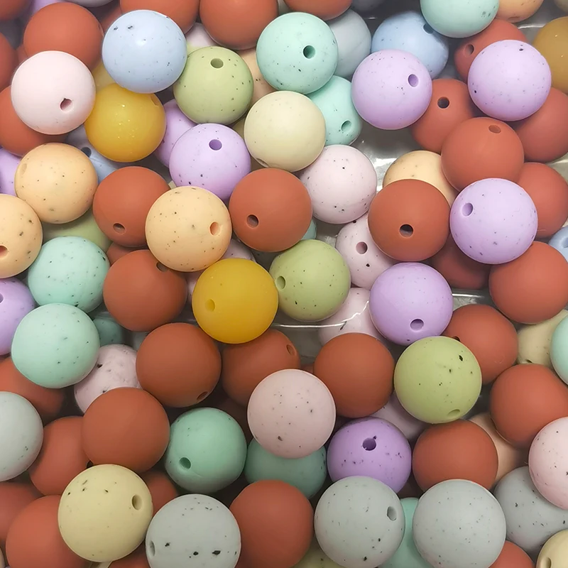 Factory Price Food Grade Silicone Cheable Teething Beads 15mm Gritty Bulk for Jewelry Making