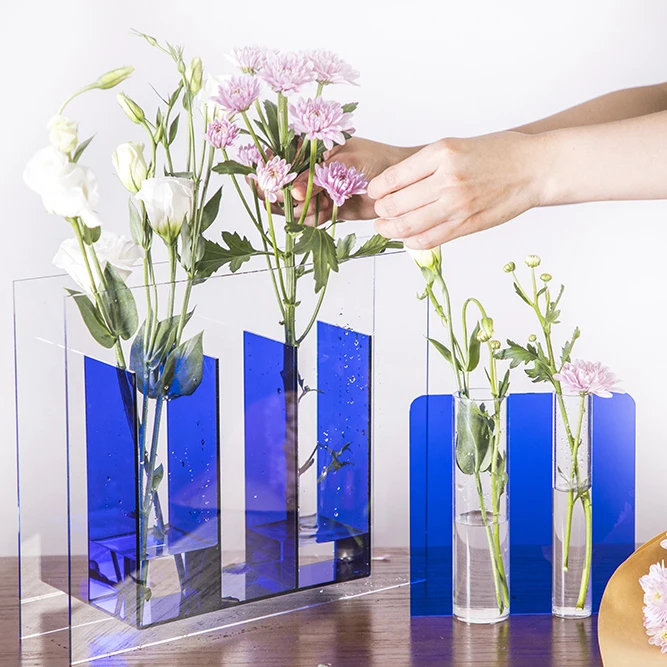 New Creative Acrylic Vases Home Wedding Decoration Plexiglass Flower Vase Modern Clear Acrylic Vase