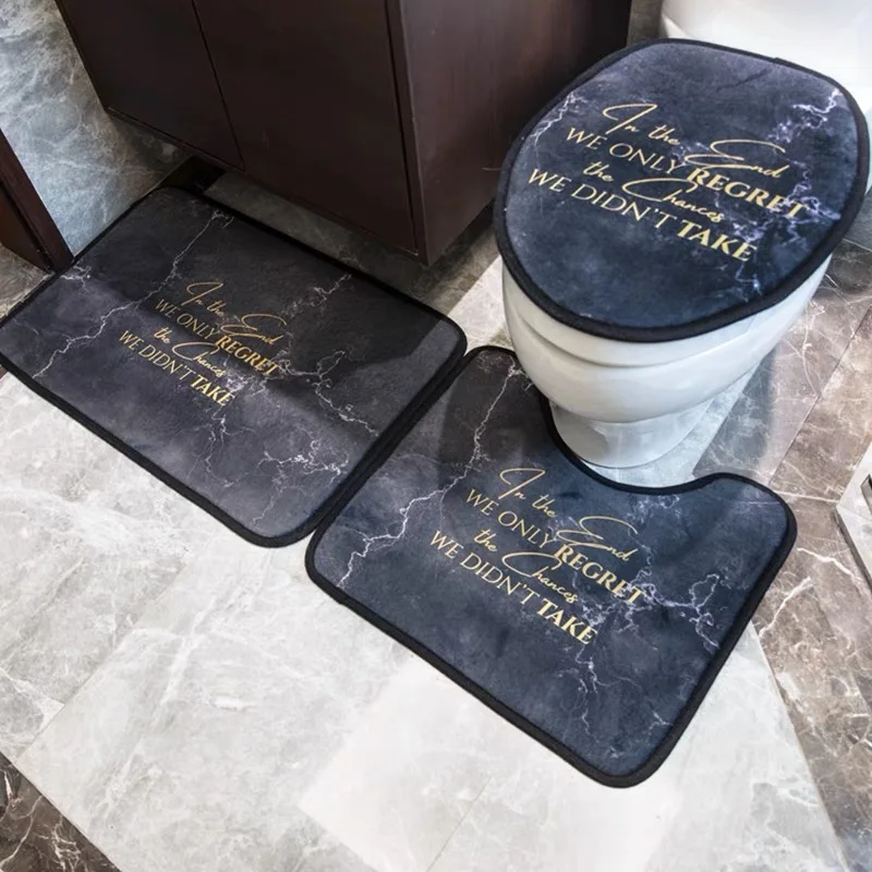 Custom Oem Unique Cushioned Floor Mat Polyester 4 pcs Bath Rugs Set Printing Bathroom Rug