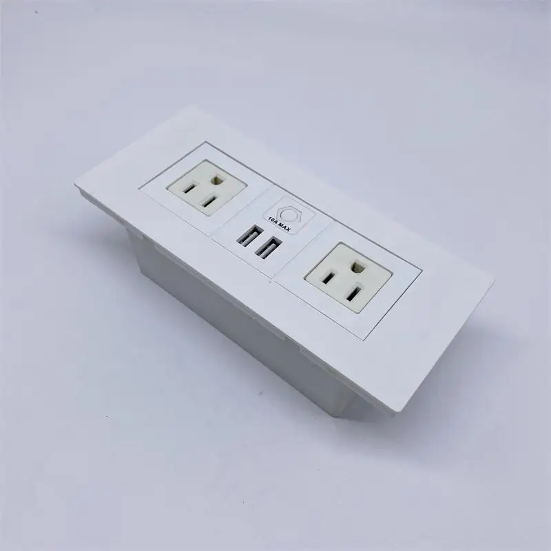 Flush mounted office furniture desktop power usb recessed rectangular UK power outlet socket /office desk US power panel socket