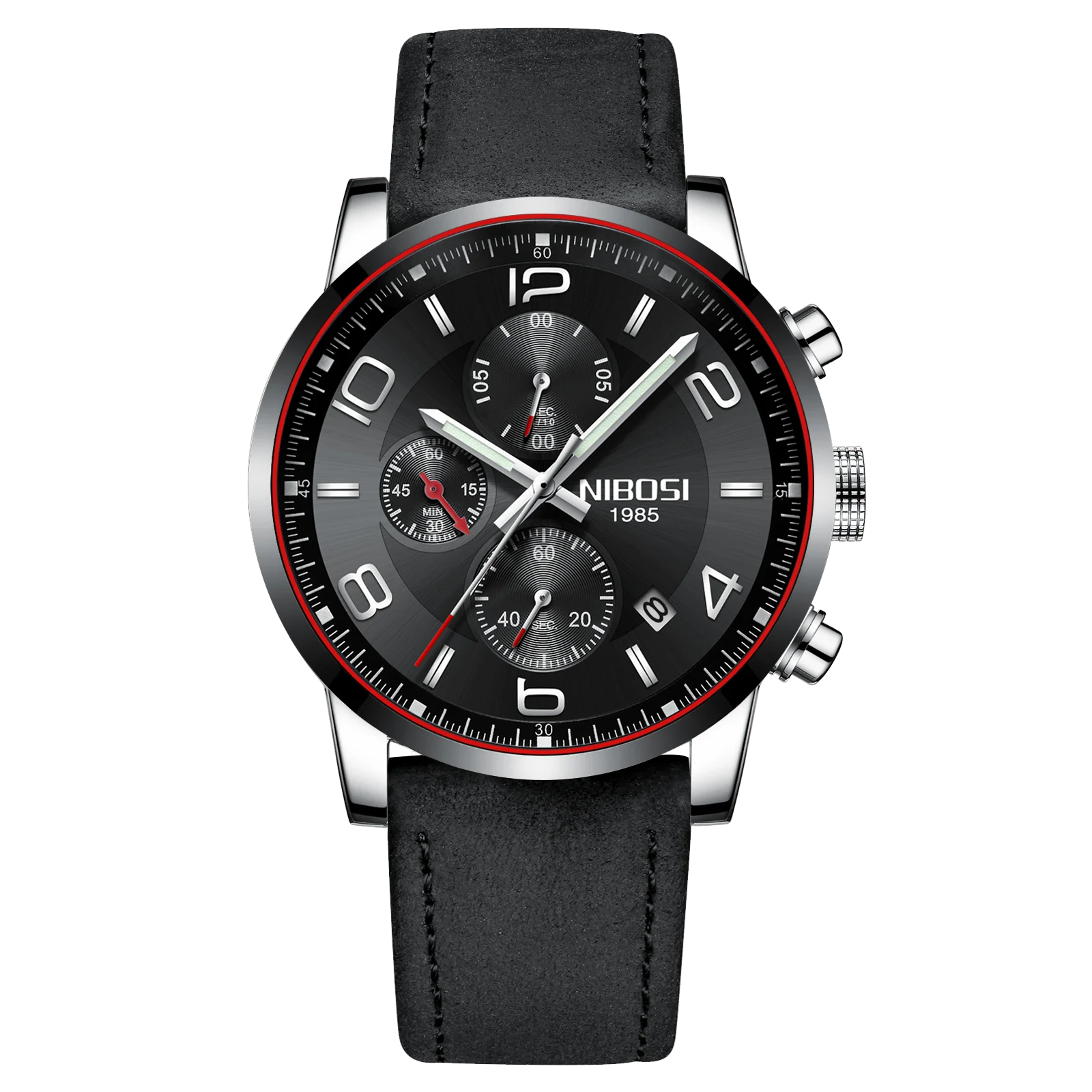 Myopia Recommended Large Digital Hour Hand Custom Leather Watch