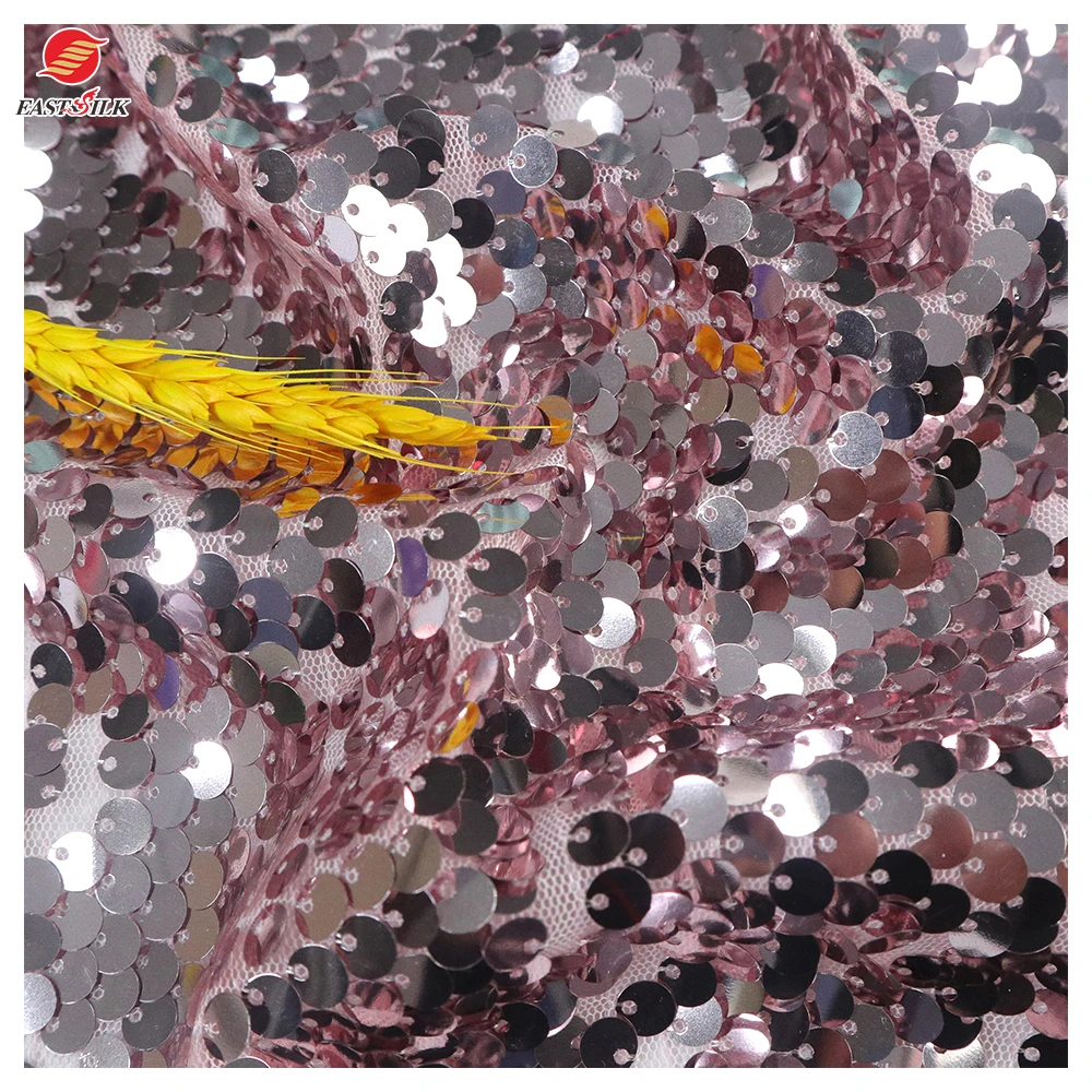 Fashion Multicolor textiles reversible gold mesh fabric sequin fabrics with sequins wedding dress glitter fabric