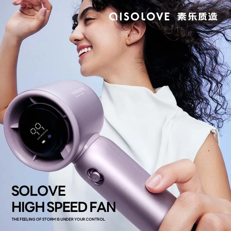 SOLOVE High Quality Custom logo 4000mAh High Speed 100 Speed Control Digital Display Portable Handheld Fan Wholesale