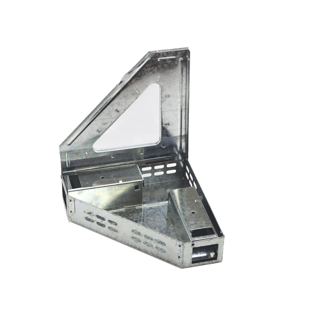 Two Entrance Door Corner Metal Mouse Trap Humane Rat Trap with Clear Window