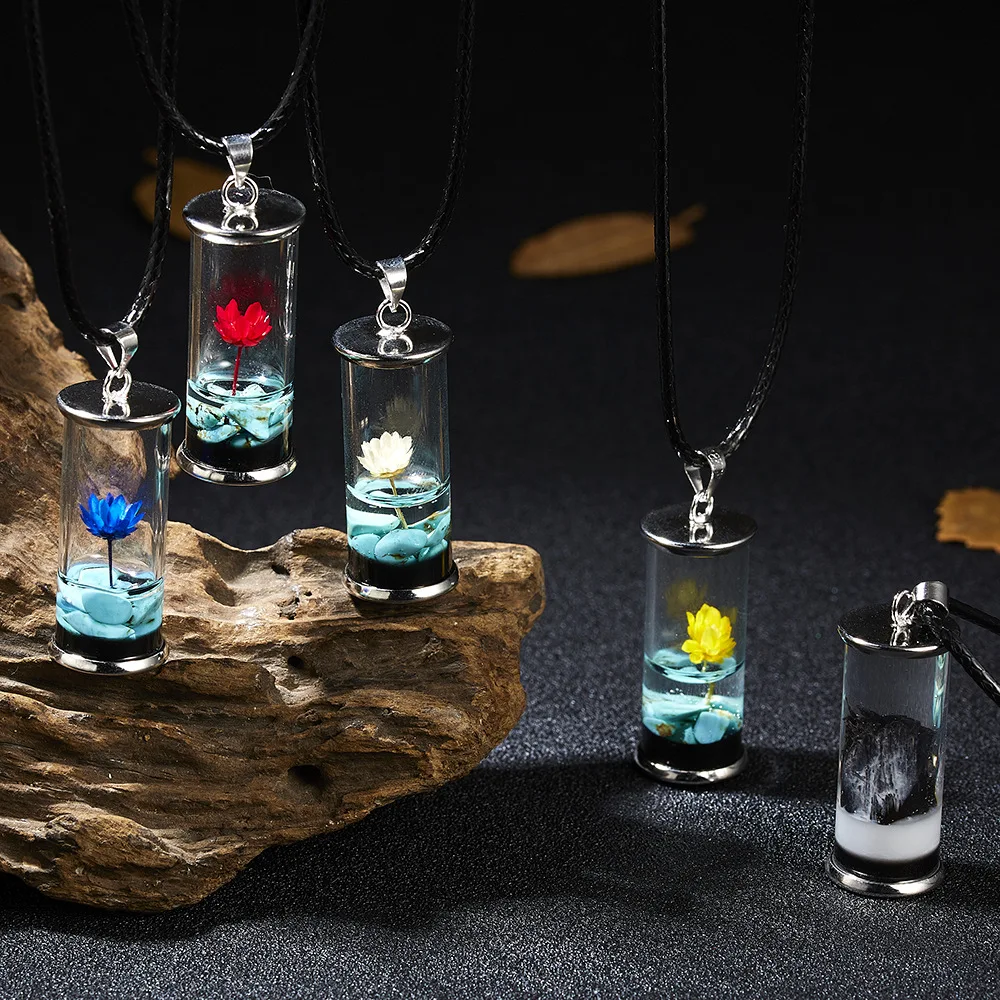 Fashion Diy Daisy Flower Pendant Necklace Wish Bottle Dried Flower Resin Necklace Jewelry For Women Girls