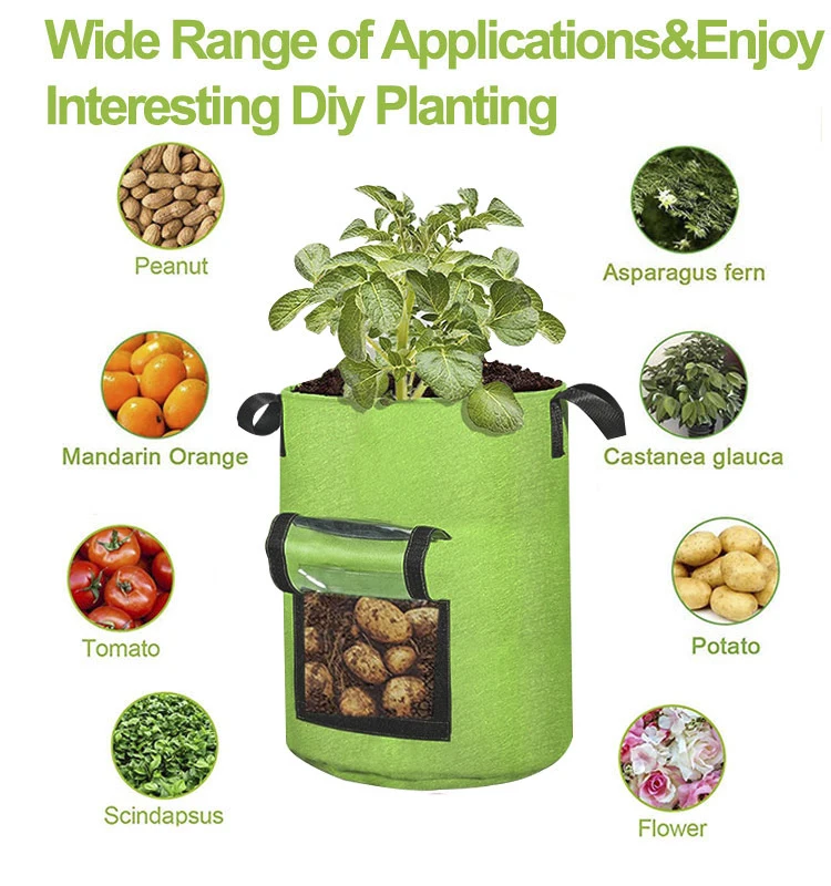 
7 10 11 gallon high quality recycled fabric potato plant grow bags with visible frame 