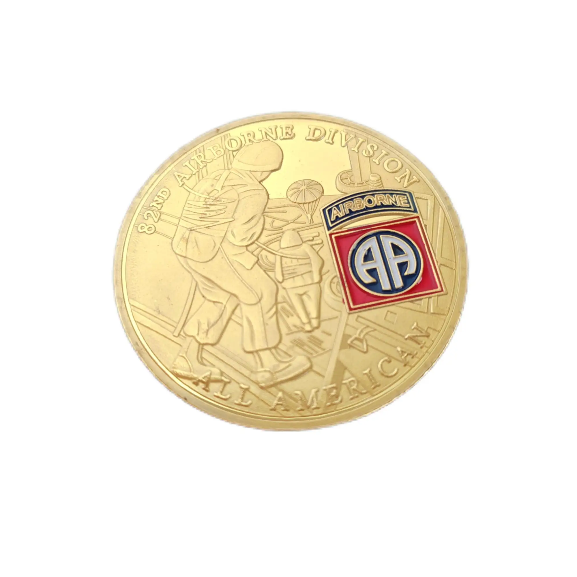 Metalwork 82nd Airborne Division gold-plated commemorative coin challenge gold coin parachute coin commemorative medallion