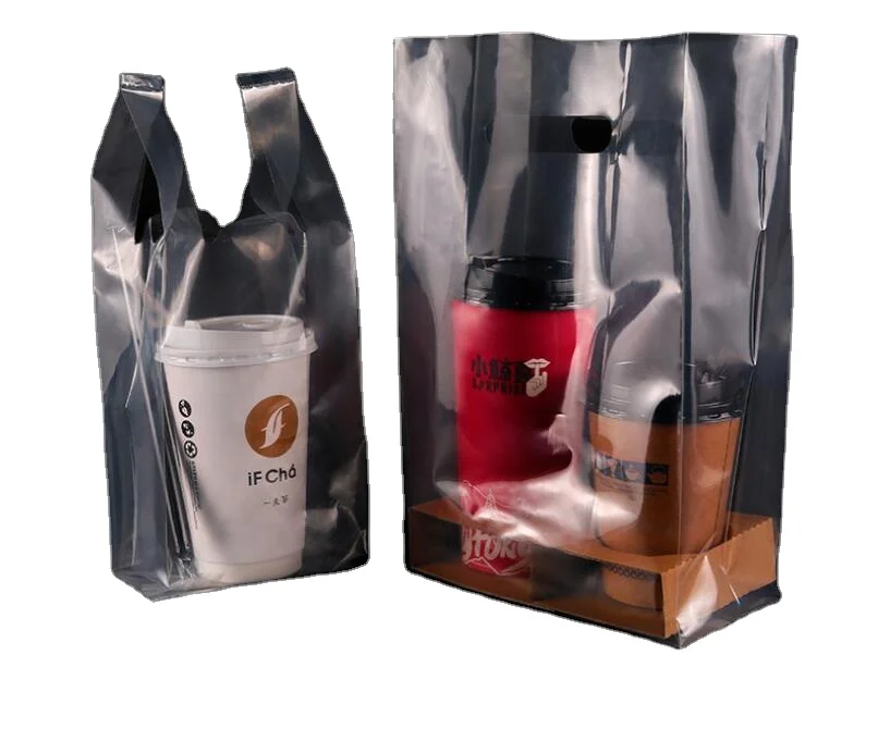 Disposable Custom Milk Tea/Coffe Tea Packaging Plastic Take Away Bag