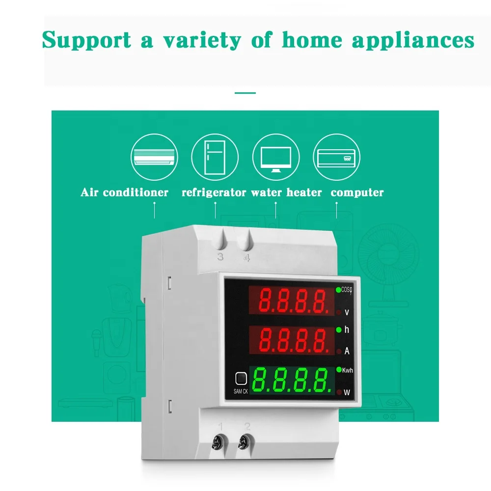  AC80-300V 100A D52-2047 коэффициента мощности DIN rail Многофункциональный цифровой Напряжение Ток Мощность щитовой измерительный