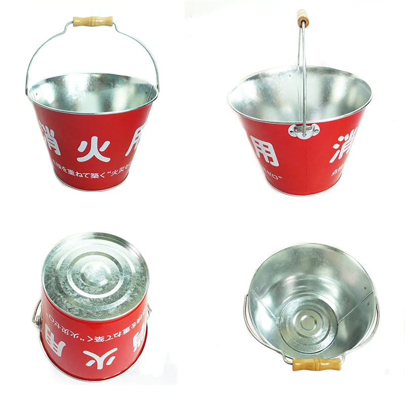 10QT Metal Fire Bucket Galvanized Fire Pail For Fire Fighting