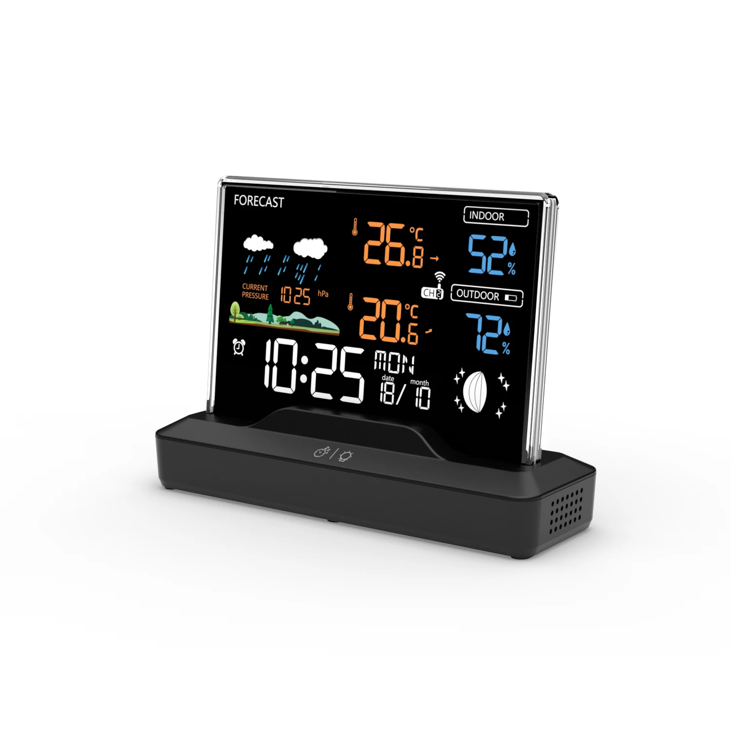 Wi-Fi Weather Station Indoor/Outdoor Remote Monitoring System Temperature Humidity Wireless Forecast Data Color Console