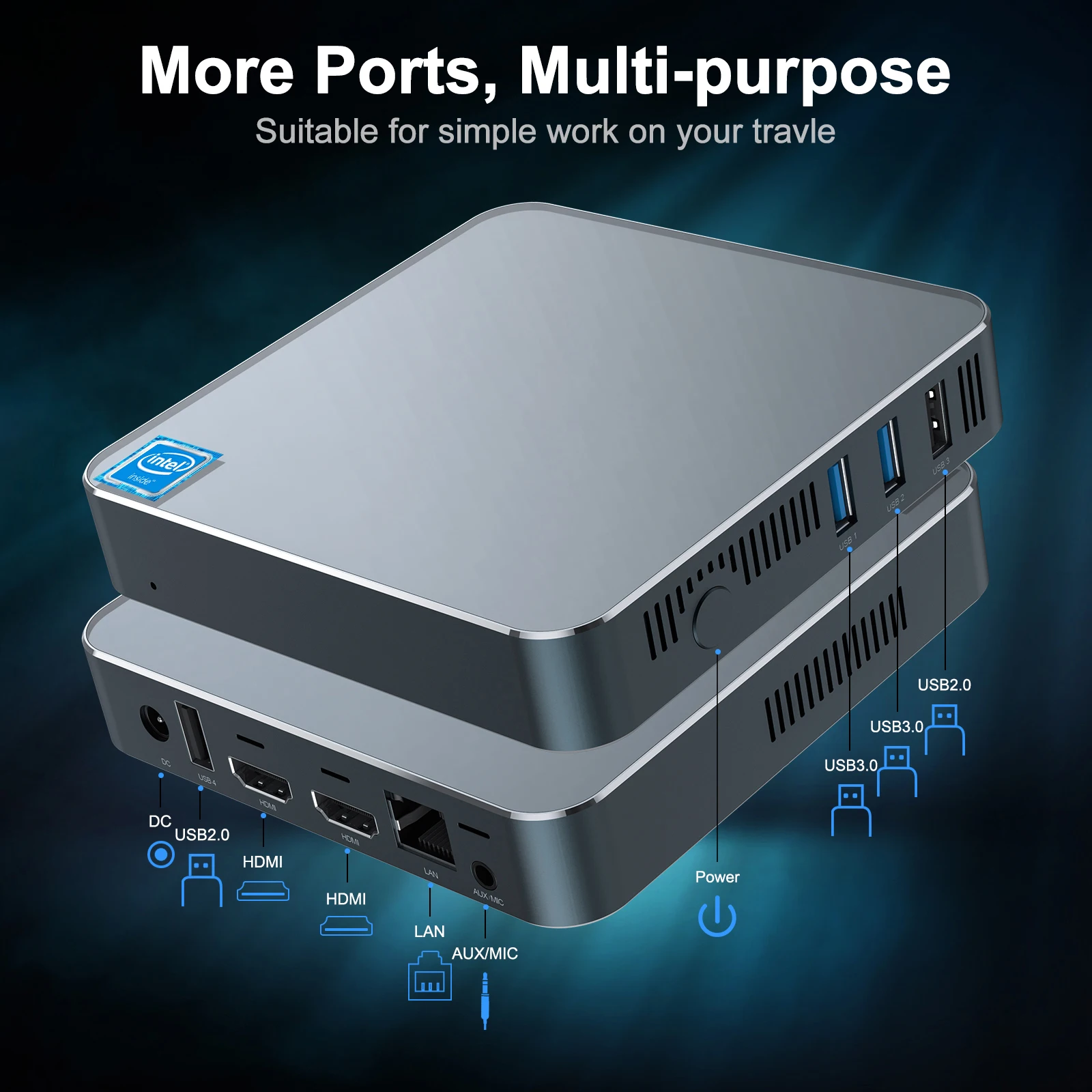 IntelIntel Apollo Lack Metal N3350 CPU J3455 MINI PC AK7 4G 64G with Win10& Linux for Outdoor Display Connect Projector Game use