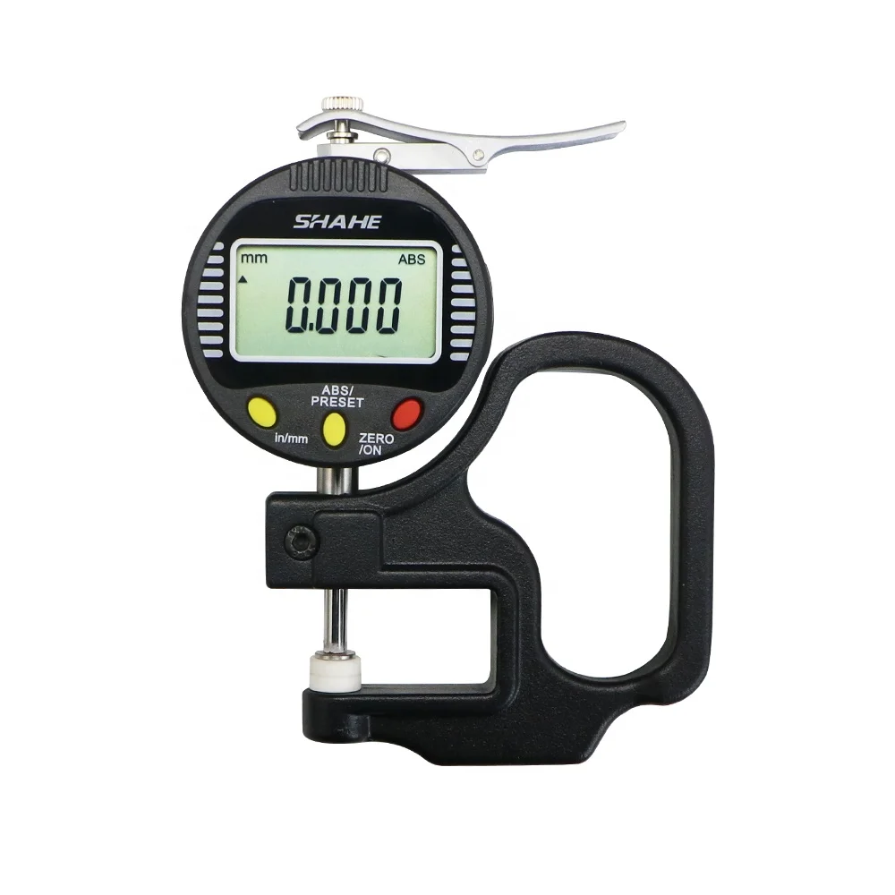 SHAHE 0-10mm 0.4' 0.001 mm Digital Thickness Gauge for Leather , Paper , Fabric electronic thickness gauge