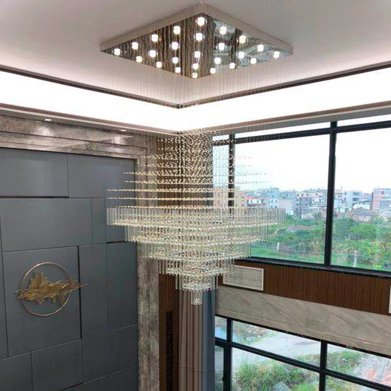 Contemporary Gold White Hanging Lighting Fixture Decoration Hotel k9 Crystal Luxury LED Chandelier